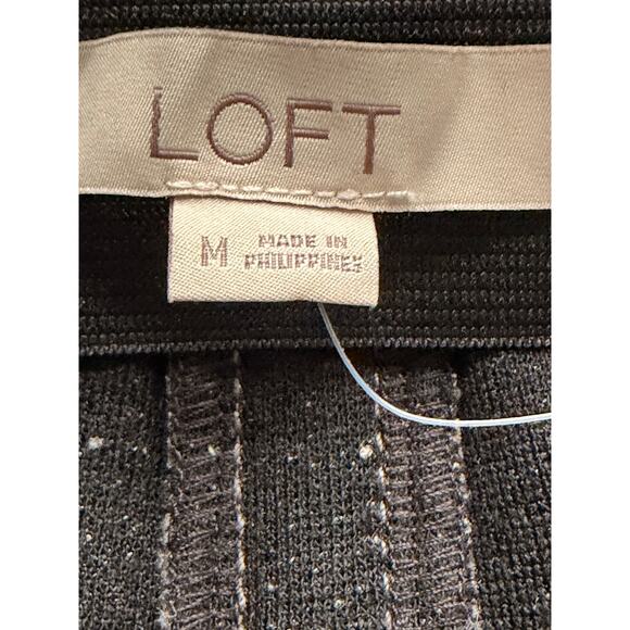 LOFT Gray A-Line Skirt Size M Wool Blend Textured Flared Knee Length - Picture 5 of 8